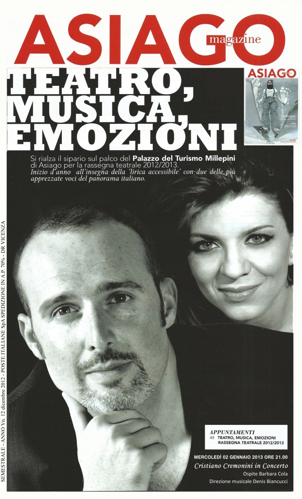 Cristiano Cremonini in concerto ad Asiago con Barbara Cola - Asiago Magazine Rassegna Stampa